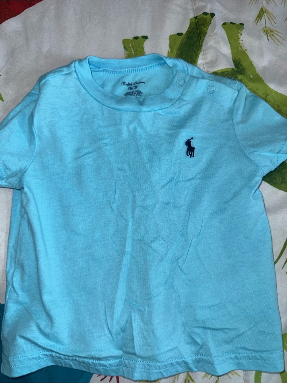 Ralph Lauren Light Blue Short Sleeve Polo Tee with Navy Logo